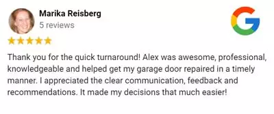 customer review - preferred garage door excellent service